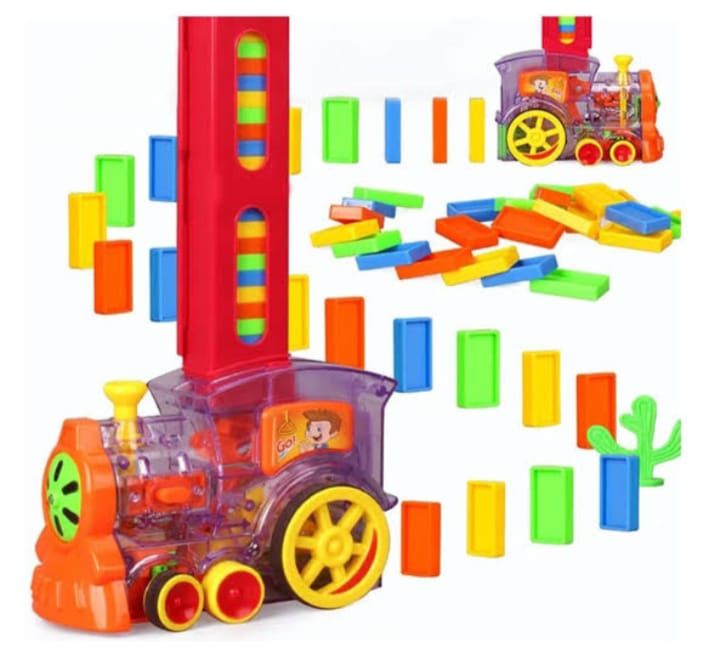 Automatic Domino Brick Laying Toy Train Domino Train Toy Set with 60 PCS Domino Blocks toy for kids Stacking Toys For Kids