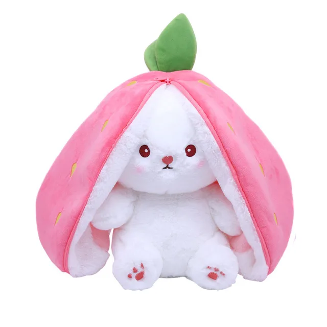Fruit Bunny Plushie 2 in 1 Teddy | Zipper - Pink, Small