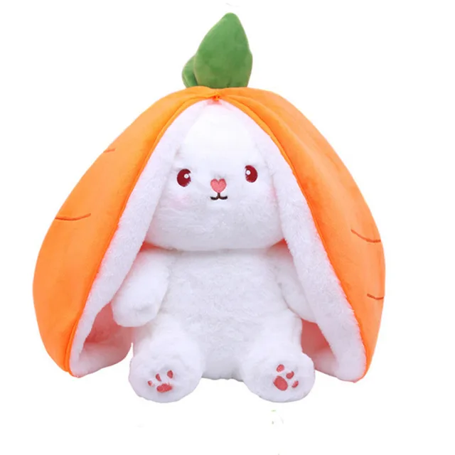 Fruit Bunny Plushie 2 in 1 Teddy | Zipper - Orange, Small