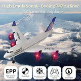 2.4G RC Airplane Radio Control Aircraft 747 3CH DIY Airplane with Light for Kids