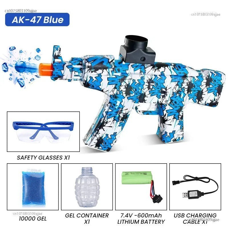 Electric Gel Ball Blaster Gun AK47 Splatter Blasters Automatic, Ball Blaster for Splat Gun Automatic Outdoor Activities-Boys and Girls Fighting Shooting Team Game