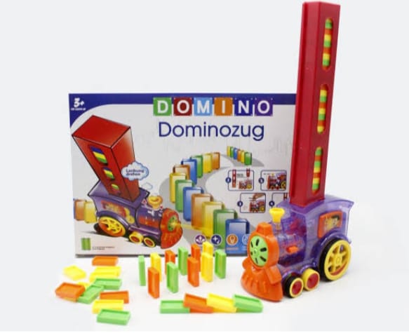 Automatic Domino Brick Laying Toy Train Domino Train Toy Set with 60 PCS Domino Blocks toy for kids Stacking Toys For Kids