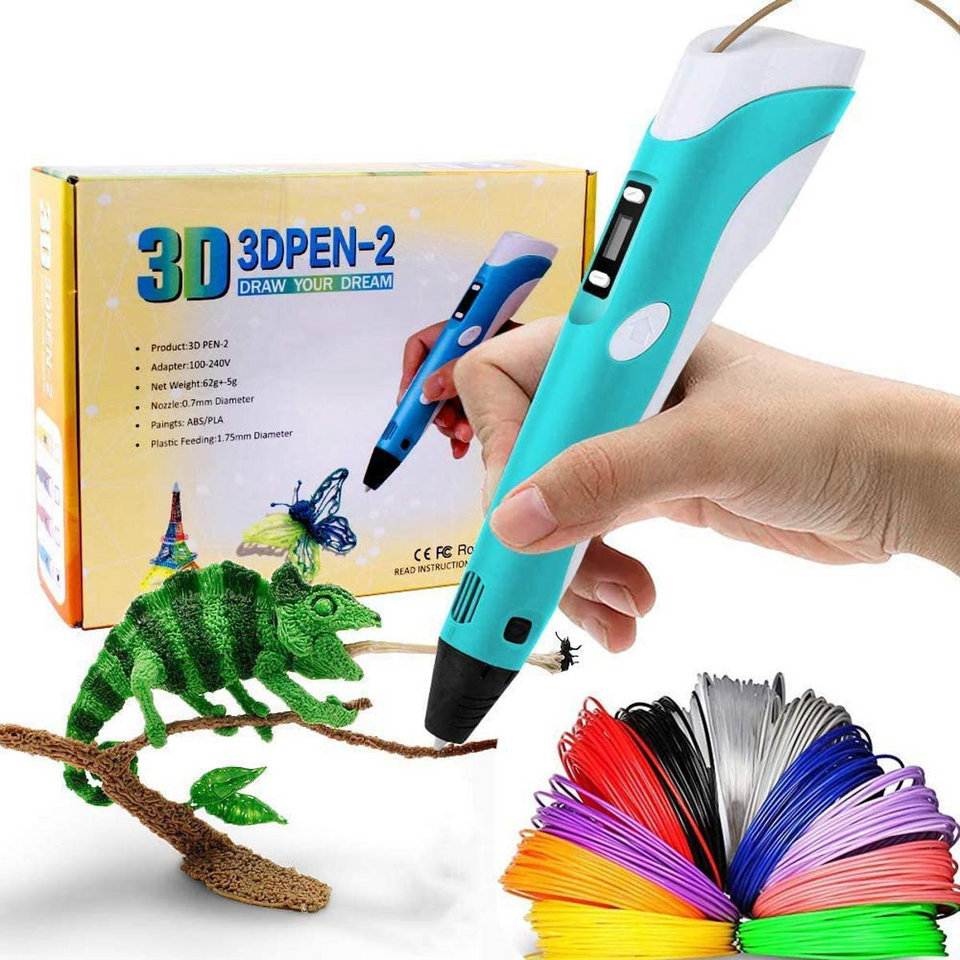 3D Pen 3D Printing Pen PLA Drawing Printer Pen LCD Display with 3 Colors Random Filament Refills, Art Crafts Gift for Kids Adults