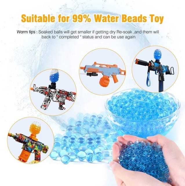Pack of 500 Pcs In 1 Colorful Blue Water Beads Orbeez Water Expanding Gel Balls Hydrogen Balls Growing - Water Bombs - Water Bullets For Guns Orbits Gun 7-8 MM