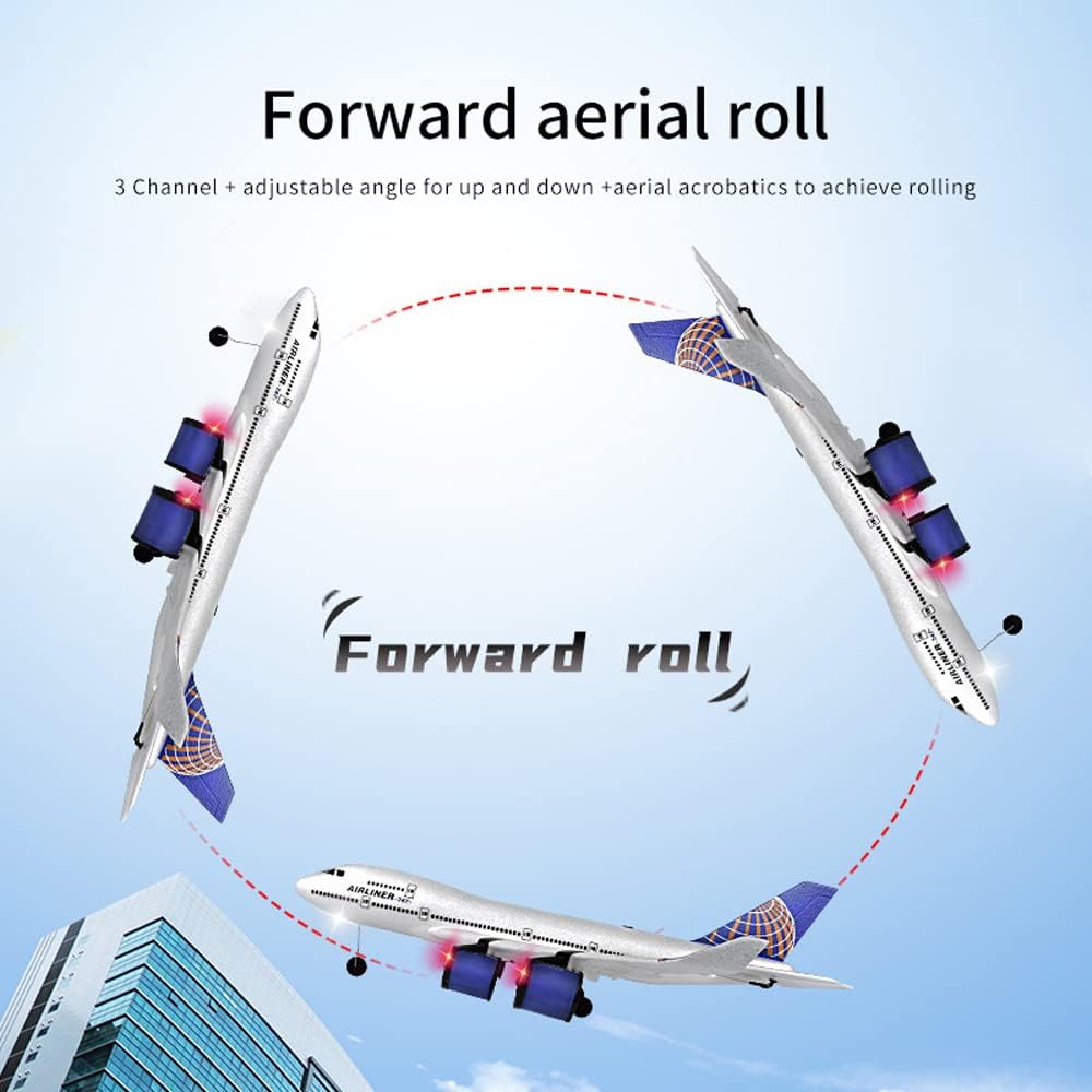 2.4G RC Airplane Radio Control Aircraft 747 3CH DIY Airplane with Light for Kids