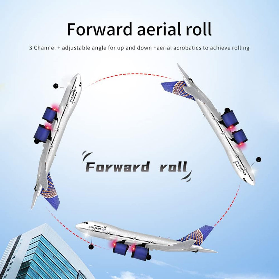 2.4G RC Airplane Radio Control Aircraft 747 3CH DIY Airplane with Light for Kids