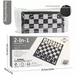 2 in 1 Travel Magnetic Chess and Checkers Board Game (Foldable)