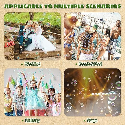 Bubble Machine Automatic Bubble Blower, 16000+ Bubbles Per Minute for Kids Toddlers, Bubble Machine with Dual Motors and LED Lights, Battery Operated Bubble Toys for Indoor Outdoor Birthday Parties