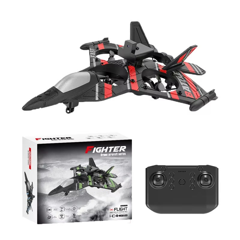 2.4GHZ RC Plane, Remote Control Airplane, RC Helicopter, 360° Flip Fighter Jet Toy, Toys for ages 8-13 with Colorful LED Navigation Lights Red