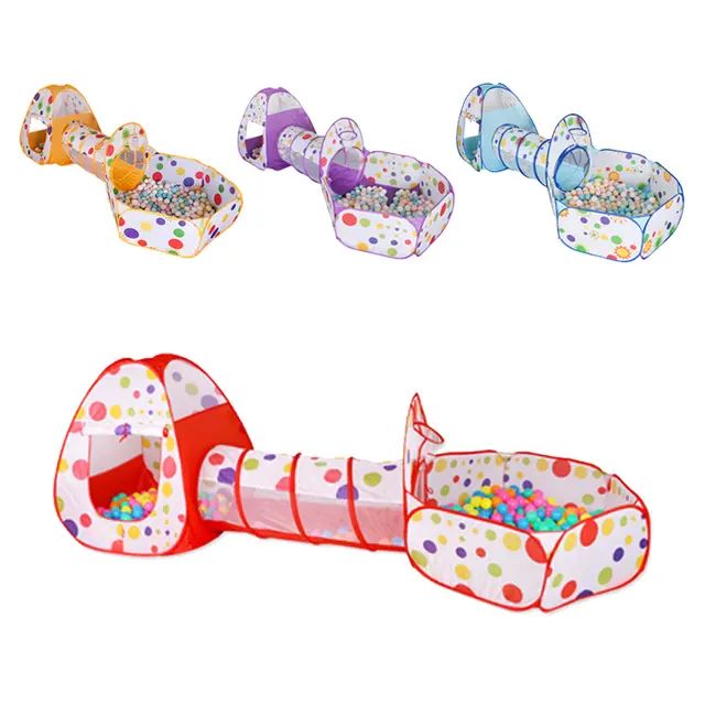 3 in 1 Kids Pop up Play Tent Crawl Tunnel Set Ball Pit Tent Playhouse Indoor Outdoor Toys