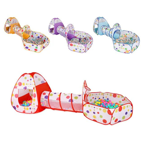 3 in 1 Kids Pop up Play Tent Crawl Tunnel Set Ball Pit Tent Playhouse Indoor Outdoor Toys
