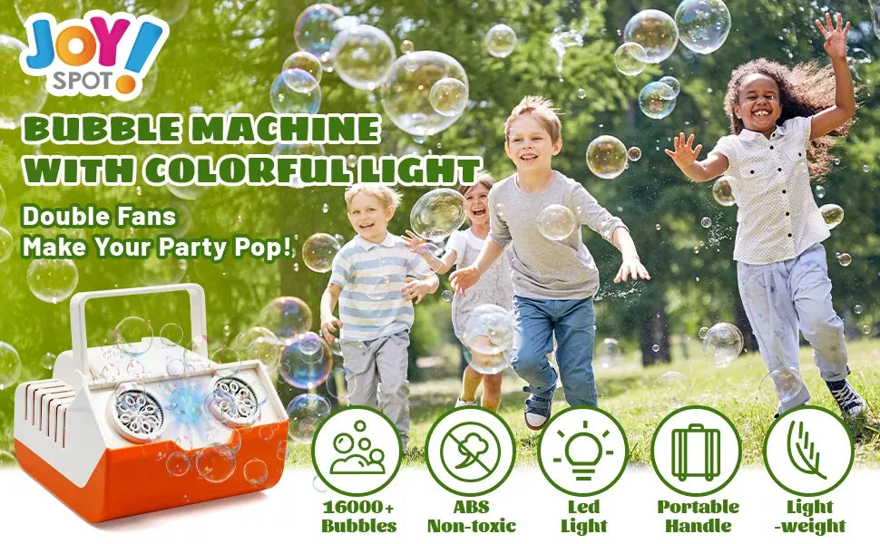 Bubble Machine Automatic Bubble Blower, 16000+ Bubbles Per Minute for Kids Toddlers, Bubble Machine with Dual Motors and LED Lights, Battery Operated Bubble Toys for Indoor Outdoor Birthday Parties