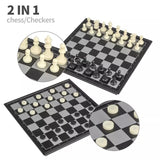 2 in 1 Travel Magnetic Chess and Checkers Board Game (Foldable)