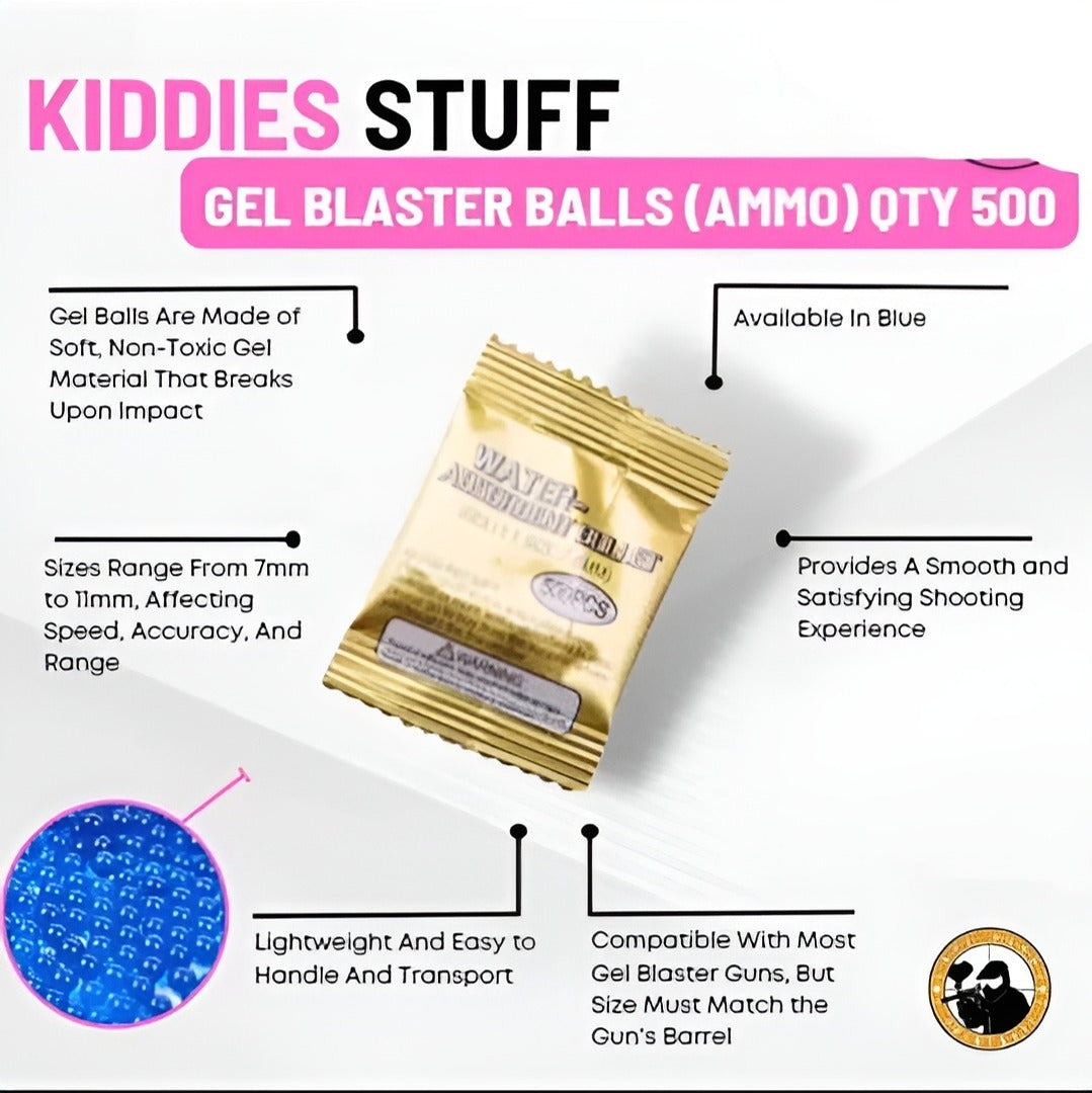 Pack of 500 Pcs In 1 Colorful Blue Water Beads Orbeez Water Expanding Gel Balls Hydrogen Balls Growing - Water Bombs - Water Bullets For Guns Orbits Gun 7-8 MM