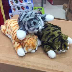 Funny Simulation Touch to Roll Electric Cat Roll Plush Animals Cats Toys Kid