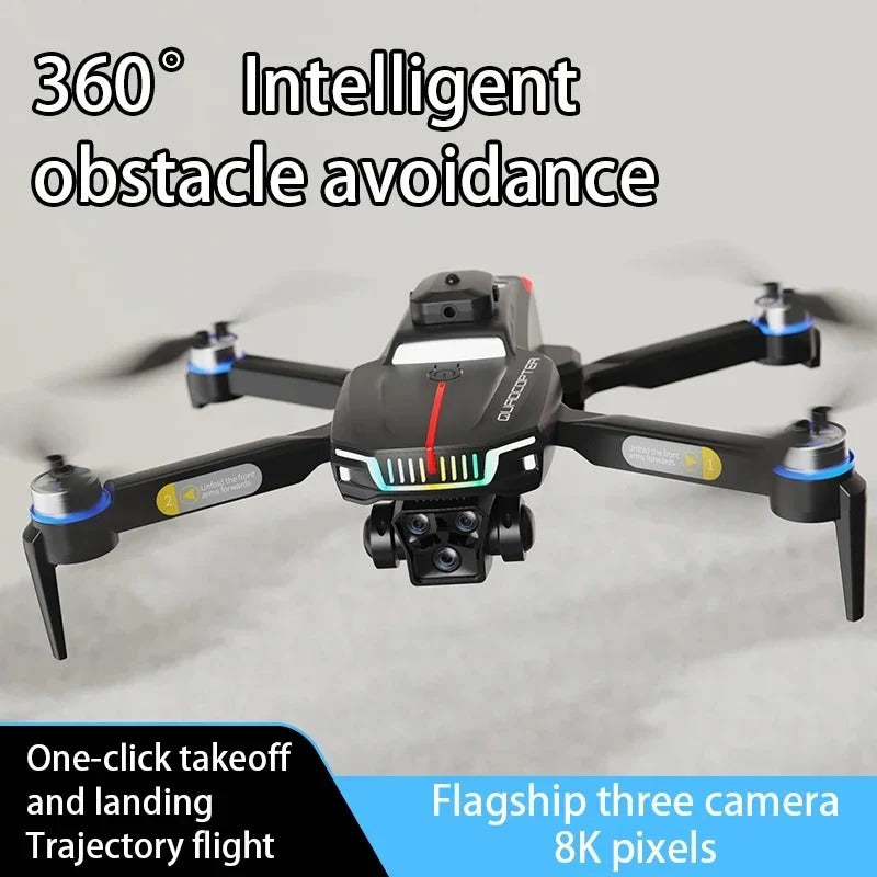 J6 Pro Brushless Motor Drone with RGB Lights & Triple Camera Foldable Drone