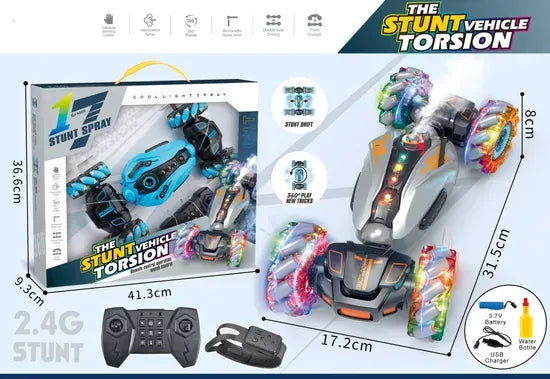 360degree Stunt Rolling Radio Control Car Toy Remote Control RC Twist Stunt Car Double Side Running Newest Gesture Hand Watch Control Toy Cars