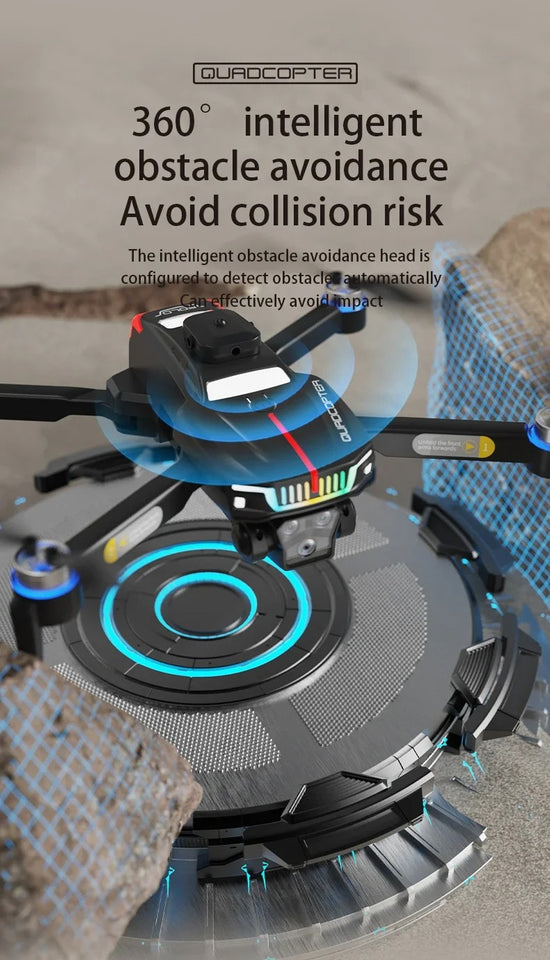 J6 Pro Brushless Motor Drone with RGB Lights & Triple Camera Foldable Drone