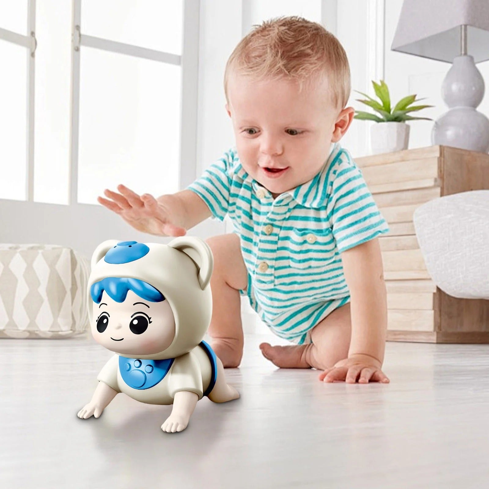 Crawling Baby Toy - Infant Tummy Time Toys 3 4 5 6 7 8 9 10 11 12 Babies Boy 3-6 6-12 Learning Crawl 9-12 12-18 Walking Toddler 36 Months Old Music Sensory Development 1st Birthday Gifts