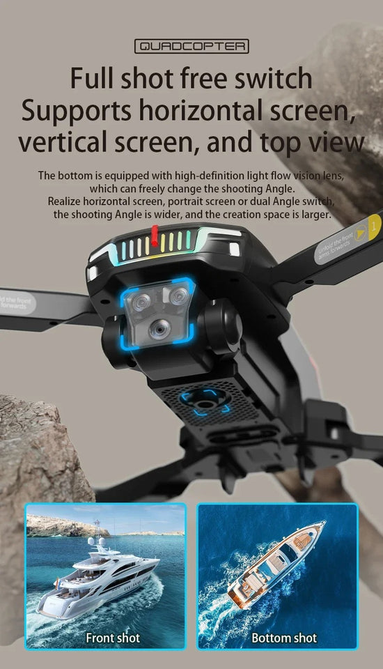 J6 Pro Brushless Motor Drone with RGB Lights & Triple Camera Foldable Drone