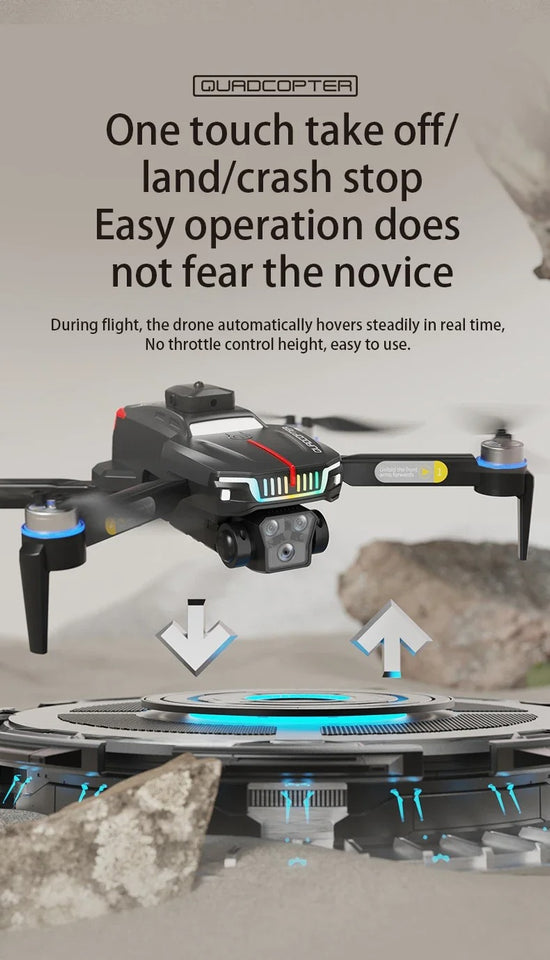 J6 Pro Brushless Motor Drone with RGB Lights & Triple Camera Foldable Drone