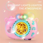Summer Outdoor Kids Light Automatic Bubble Blower Machine Toy 5 Nozzles Bubble Camera with Music