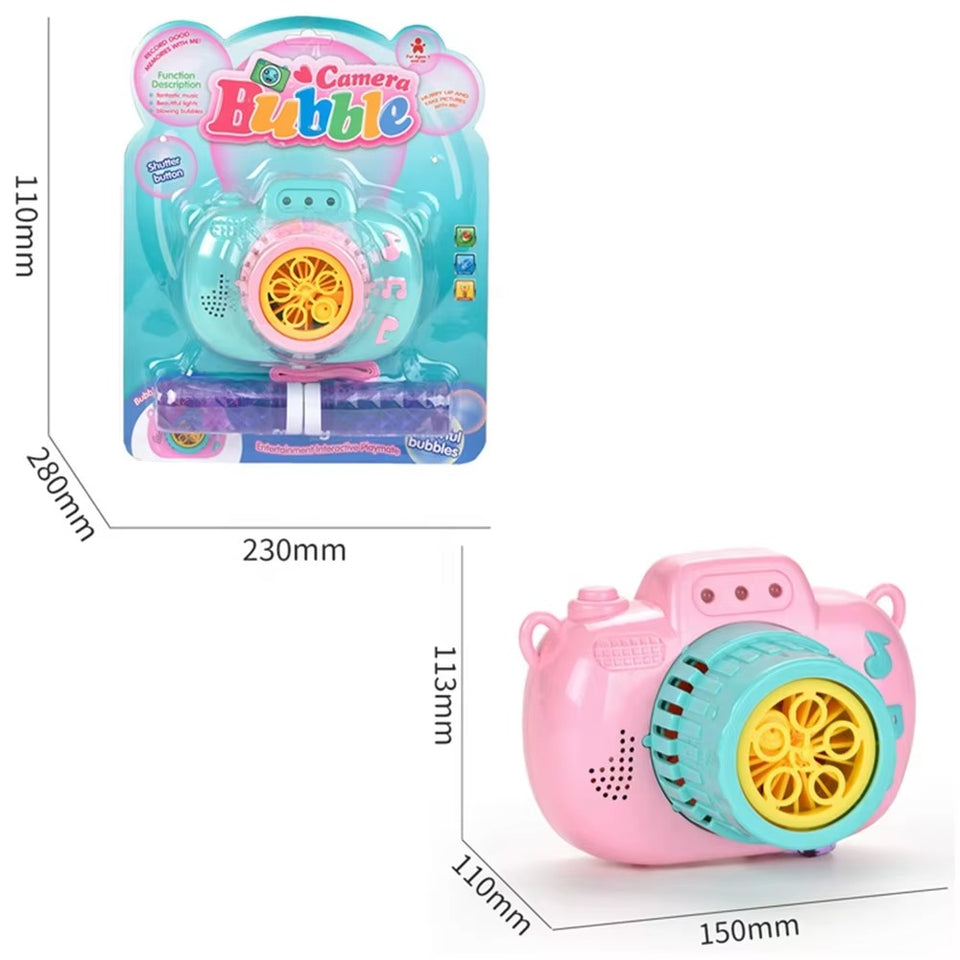Summer Outdoor Kids Light Automatic Bubble Blower Machine Toy 5 Nozzles Bubble Camera with Music