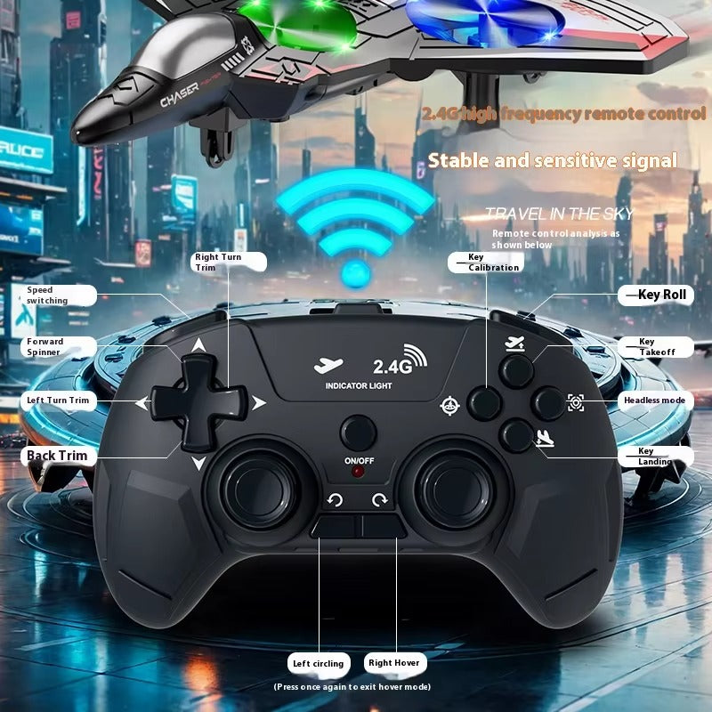 2.4Ghz 6-Channel Mini Drone Rechargeable RC Aircraft Light Airplane Toy for Children Remote Control Glider Foam Plane