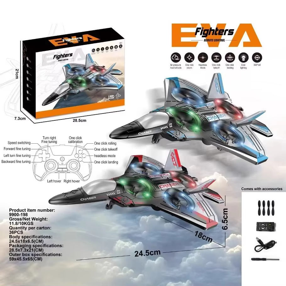 2.4Ghz 6-Channel Mini Drone Rechargeable RC Aircraft Light Airplane Toy for Children Remote Control Glider Foam Plane