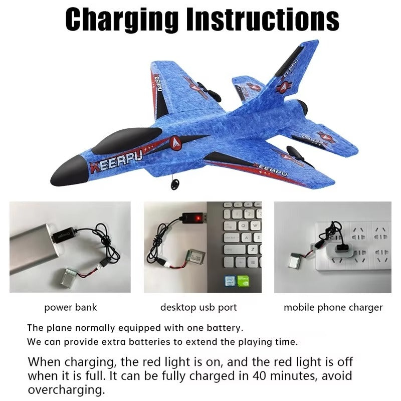 F16 2.4G Epp Foam Rc Glider Fighter Big Plane With Dual Batteries