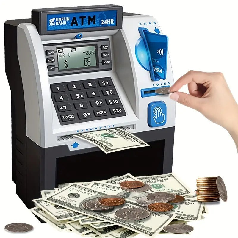 Large ATM Penny Bank with Password, Cash and Coin Safe Money Saving Toy, Perfect Christmas New Year Gift for Notes and Coins