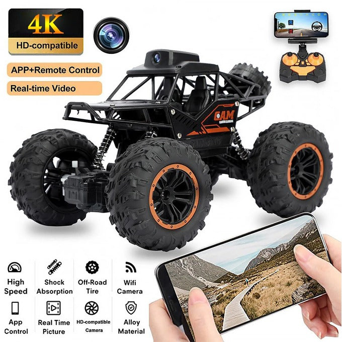 Remote Control Car With Camera WiFi HD FPV Camera, 2.4Ghz Off-Road Remote Control Rechargeable Monster Truck Toys for Boys