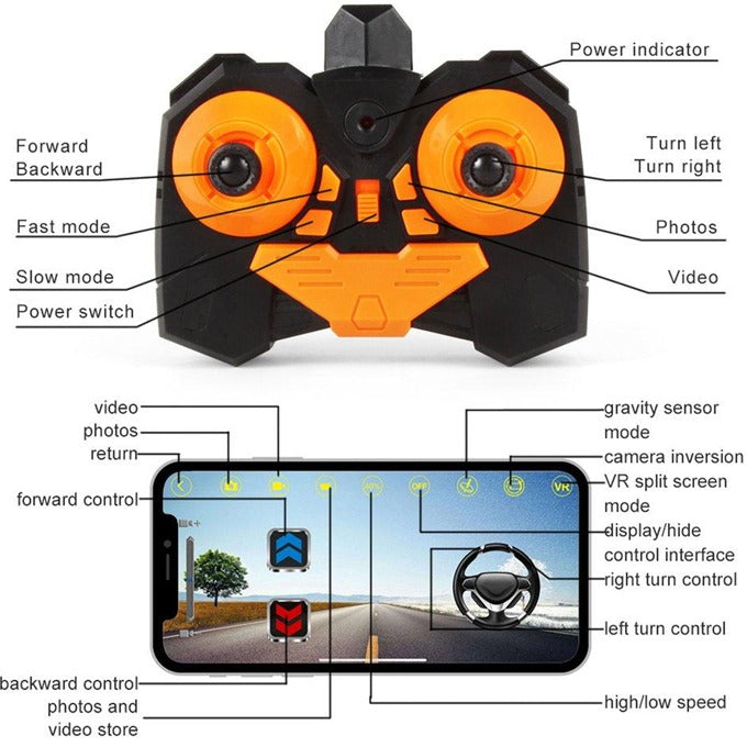 Remote Control Car With Camera WiFi HD FPV Camera, 2.4Ghz Off-Road Remote Control Rechargeable Monster Truck Toys for Boys
