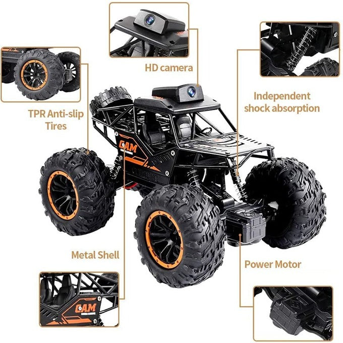 Remote Control Car With Camera WiFi HD FPV Camera, 2.4Ghz Off-Road Remote Control Rechargeable Monster Truck Toys for Boys