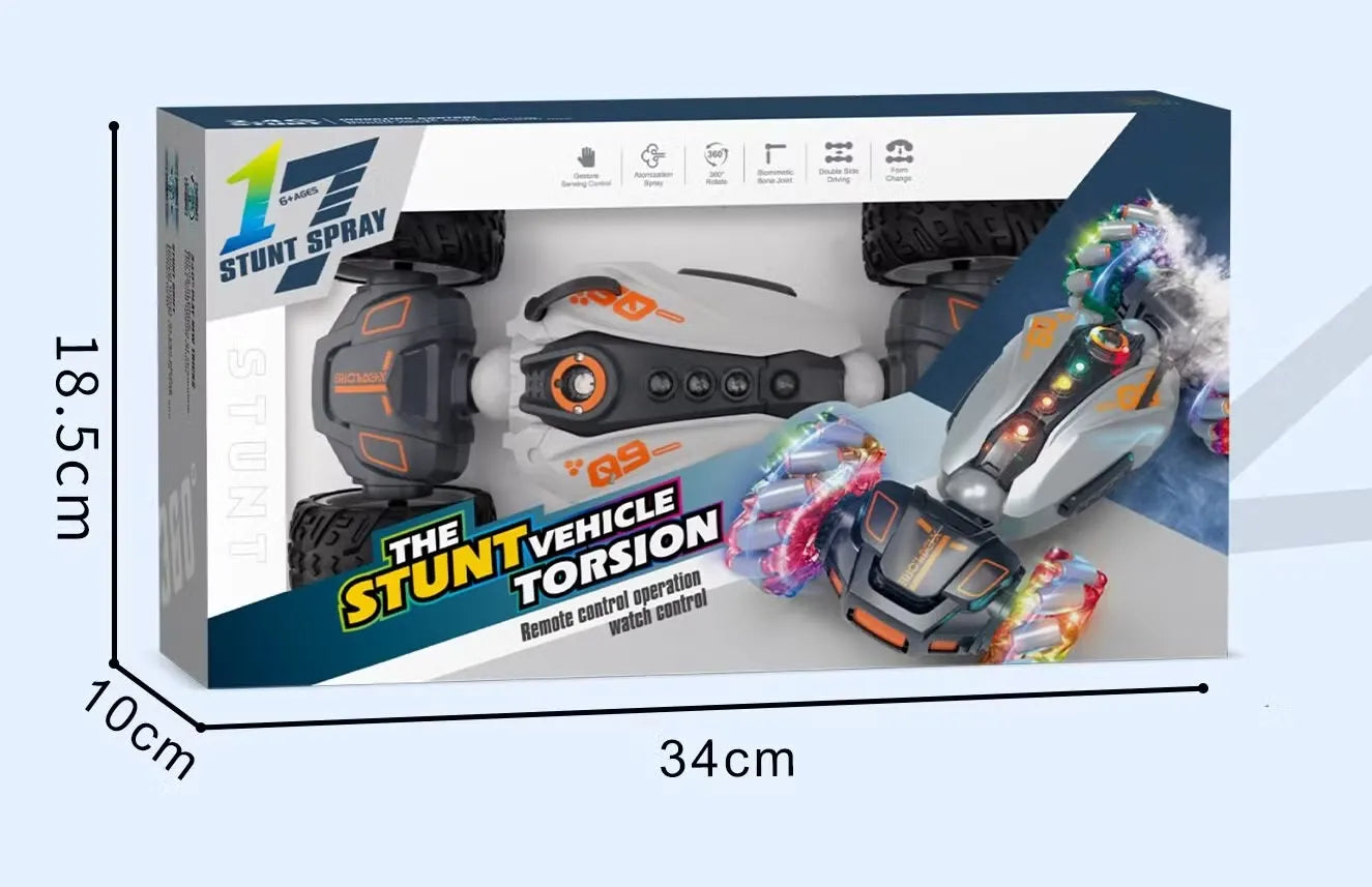 360degree Stunt Rolling Radio Control Car Toy Remote Control RC Twist Stunt Car Double Side Running Newest Gesture Hand Watch Control Toy Cars