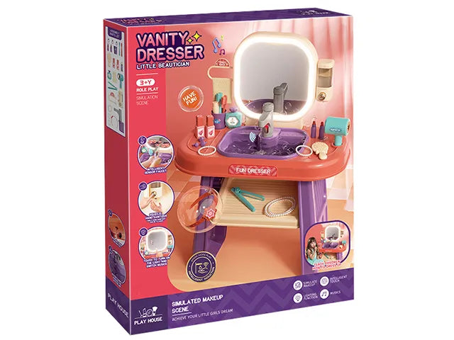 Kids Fun Dresser Desktop Vanity with Mirror, Sound, and Light