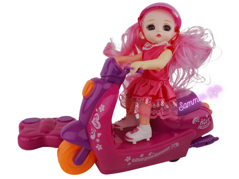 Scooter Motorcycle + Doll Music & Sound Radio Remote Control Car 2 Channel Pink
