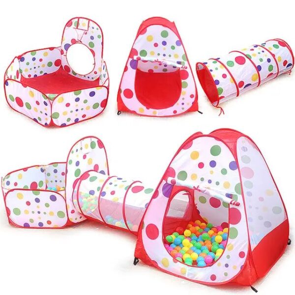 3 in 1 Kids Pop up Play Tent Crawl Tunnel Set Ball Pit Tent Playhouse Indoor Outdoor Toys