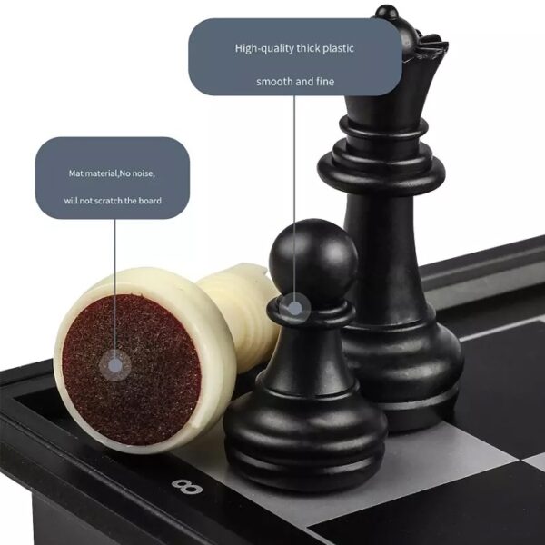 2 in 1 Travel Magnetic Chess and Checkers Board Game (Foldable) - Image 5