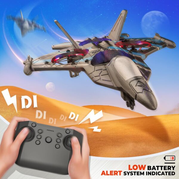 2.4GHZ RC Plane, Remote Control Airplane, RC Helicopter, 360° Flip Fighter Jet Toy, Toys for ages 8-13 with Colorful LED Navigation Lights Red - Image 6