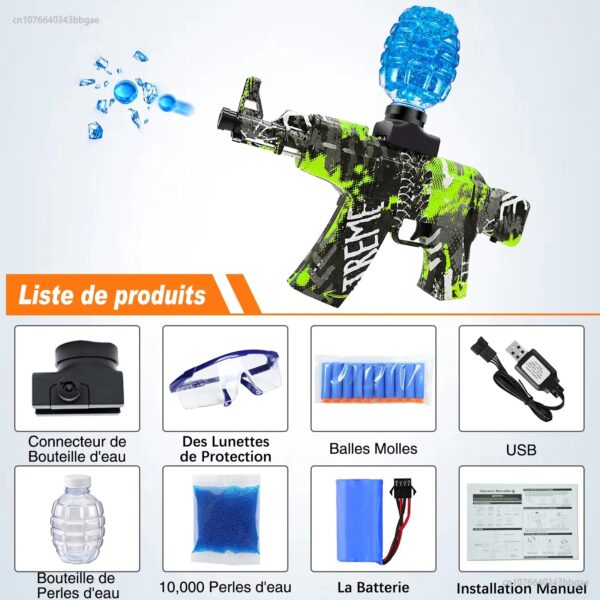 Electric Gel Ball Blaster Gun AK47 Splatter Blasters Automatic, Ball Blaster for Splat Gun Automatic Outdoor Activities-Boys and Girls Fighting Shooting Team Game - Image 4