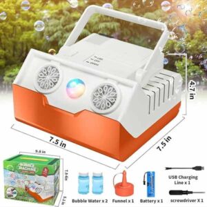 Bubble Machine Automatic Bubble Blower, 16000+ Bubbles Per Minute for Kids Toddlers, Bubble Machine with Dual Motors and LED Lights, Battery Operated Bubble Toys for Indoor Outdoor Birthday Parties
