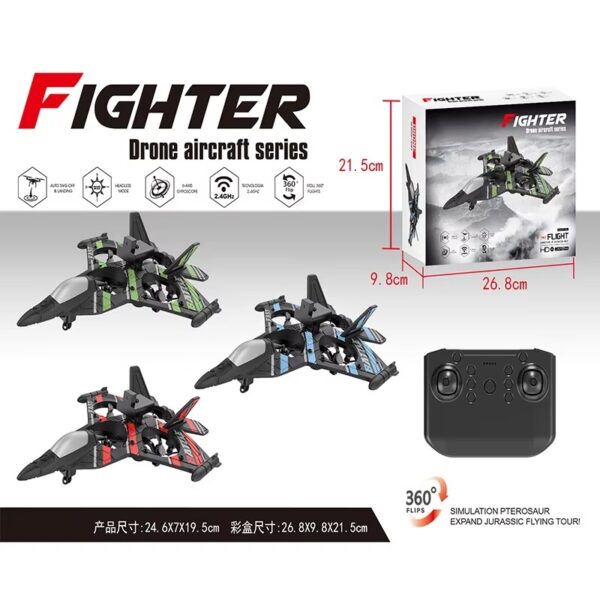 2.4GHZ RC Plane, Remote Control Airplane, RC Helicopter, 360° Flip Fighter Jet Toy, Toys for ages 8-13 with Colorful LED Navigation Lights Red - Image 4