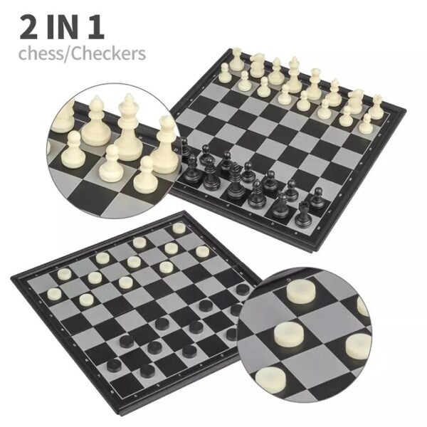 2 in 1 Travel Magnetic Chess and Checkers Board Game (Foldable)