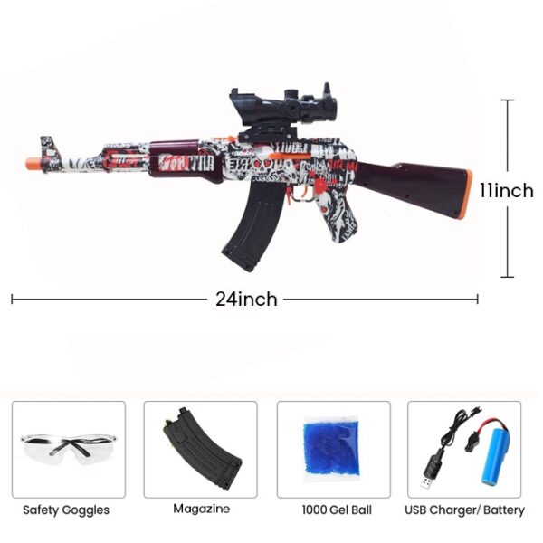 A-47 Gel Blaster Manual Reload & Automatic Electric Rechargeable - 2 in 1 Toygun With Goggles - Image 3