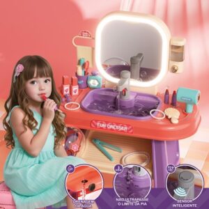 Kids Fun Dresser Desktop Vanity with Mirror, Sound, and Light